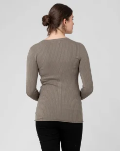 Zoe Button Up Nursing Knit Olive